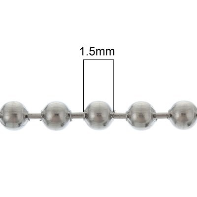 kulkedja, ball chain, 1,5mm, rostfritt stål